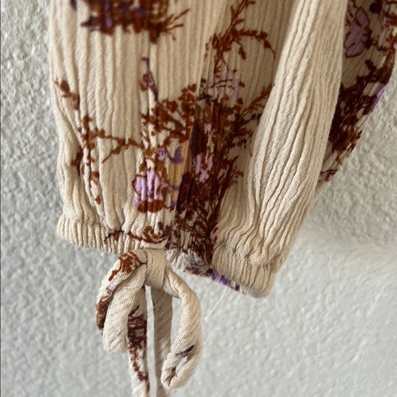 Floral Cream and Purple Women's Top - Picture 12 of 12